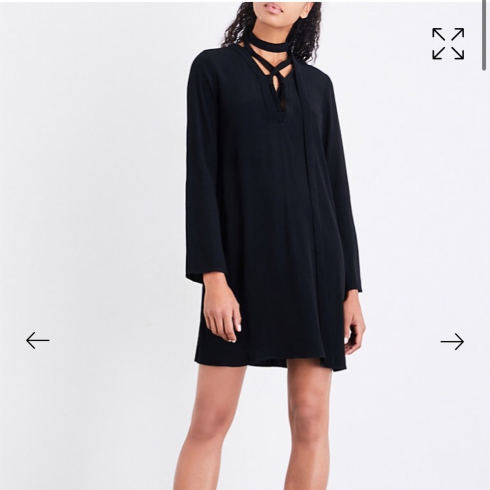 Sandro black dress lace neck long sleeve size 1/S